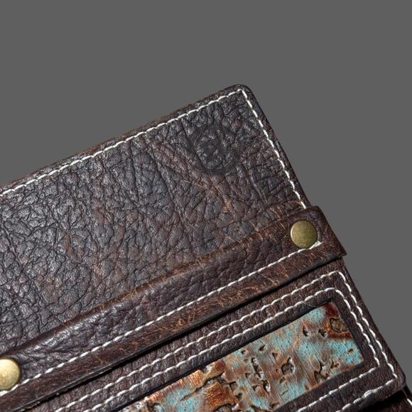 Handcrafted Leather Arrow Pocket Quiver Turquoise Inlay Traditional - Picture 4 of 13